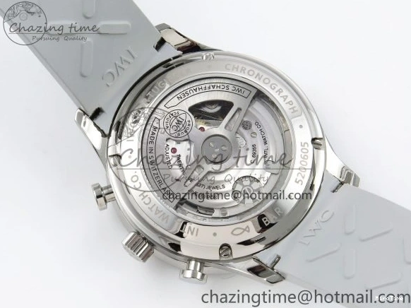 MIROTIME 0403 Portuguese Chrono IW3716 Z+F 1:1 Best Edition White Dial on Gray Rubber Strap A WrinkleFree 7014